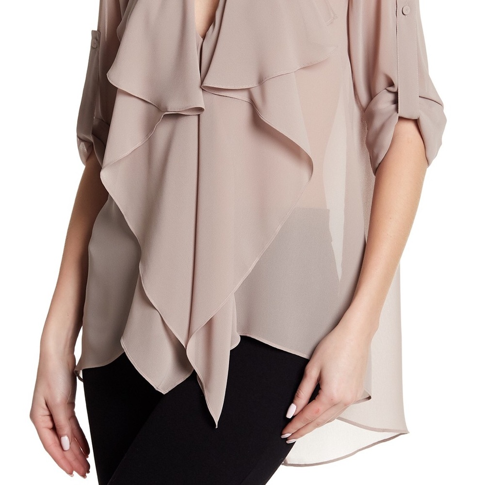 Bcbg Front Chiffon Solid Blouse - image 2